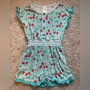 Girls Wild Flowers Soft Cherry Print Romper